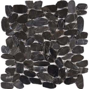 Black Sliced Polished Pebble Interlocking - stone tile